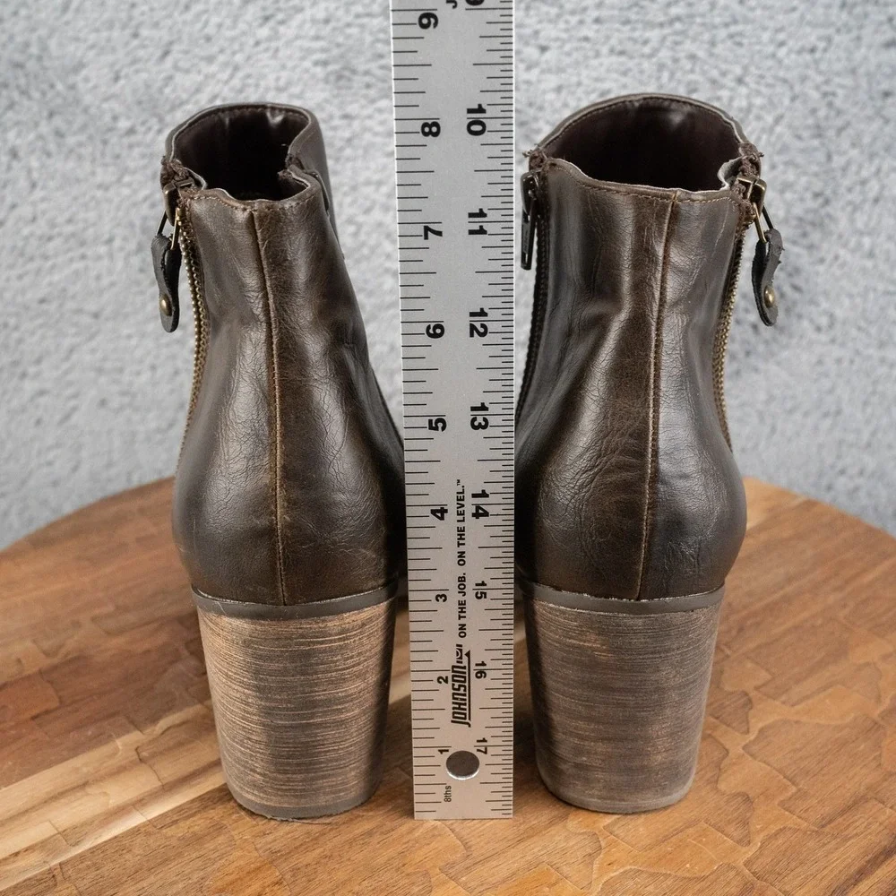 Diba‎ Booties Womens Brown Zip Casual Ankle Heel Boots Size 10 M
